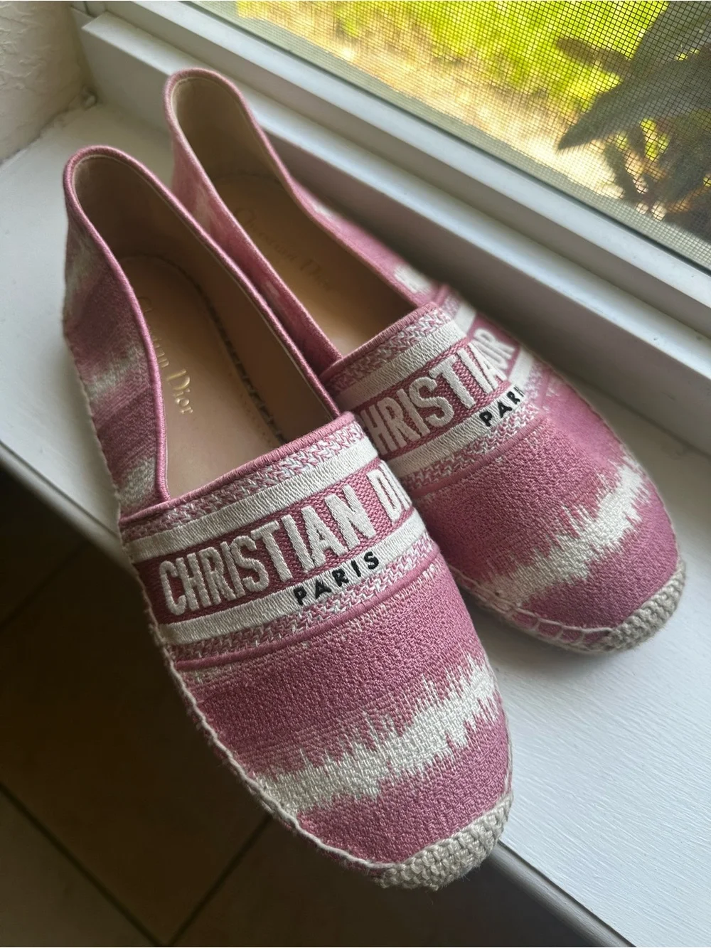 Dior Pink and White Striped Granville Espadrilles